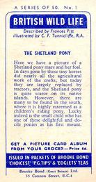 1958 Brooke Bond British Wild Life - Brooke Bond British Wild Life 2nd Printing #1 The Shetland Pony Back