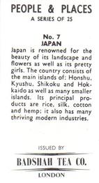 1970 Badshah Tea People & Places #7 Japan Back