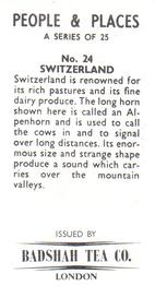 1970 Badshah Tea People & Places #24 Switzerland Back