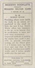 1949 Modern Motor Cars Geoffrey Michael #10 Morris Minor Back