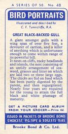 1957 Brooke Bond Bird Portraits  - Without Address #48 Great Black-Backed Gull Back