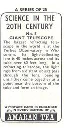 1966 Amaran Tea Science in the 20th Century #5 Giant Telescope Back