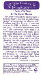 1982 Brooke Bond Queen Elizabeth 1 Queen Elizabeth 2 #4 The Globe Theatre Back