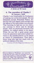 1982 Brooke Bond Queen Elizabeth 1 Queen Elizabeth 2 #6 The execution of Charles I Back