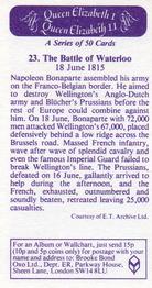 1982 Brooke Bond Queen Elizabeth 1 Queen Elizabeth 2 #23 The Battle of Waterloo Back