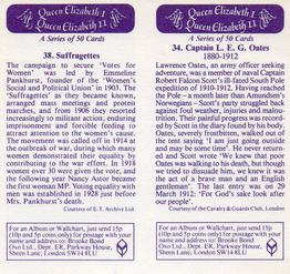 1982 Brooke Bond Queen Elizabeth 1 Queen Elizabeth 2 (Double Cards) #34-38 Captain L.E.G. Oates / Suffragettes Back