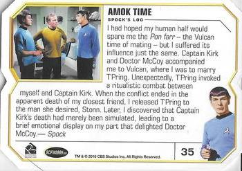2016 Rittenhouse Star Trek The Original Series 50th Anniversary #35 Amok Time Back