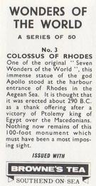 1967 Browne's Tea Wonders of the World #3 Colossus of Rhodes Back