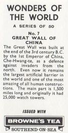 1967 Browne's Tea Wonders of the World #7 Great Wall of China Back