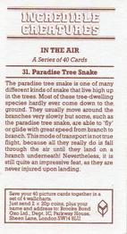 1985 Brooke Bond Incredible Creatures (Sheen Lane address) #31 Paradise Tree Snake Back
