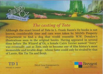 2006 Breygent The Wizard of Oz - Toto #TD 1 The casting of Toto Back