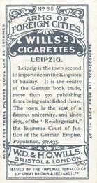 1912 Wills's Arms of Foreign Cities #35 Leipzig Back