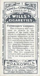 1913 Wills's Arms of Companies #7 Fishmongers Back