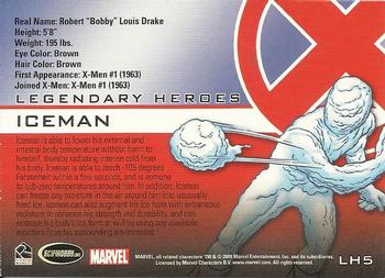 2009 Rittenhouse X-Men Archives - Legendary Heroes #LH5 Iceman Back