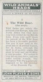 1931 Player's Wild Animals' Heads #8 Wild Boar Back