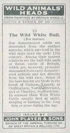 1931 Player's Wild Animals' Heads #10 Wild White Bull Back