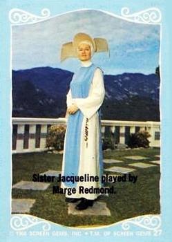 1968 Donruss The Flying Nun #27 Sister Jacqueline played by Marge Redmond. Front