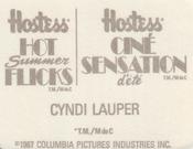 1988 Hostess Hot Summer Flicks Stickers #7 Cyndi Lauper Back