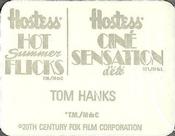 1988 Hostess Hot Summer Flicks Stickers #16 Tom Hanks Back