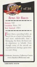 2003 Doral Celebrate America Great American Festivals #7 Reno Air Races Back