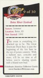 2003 Doral Celebrate America Great American Festivals #9 Boise River Festival Back