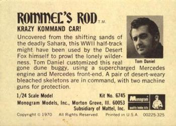 1970 Monogram Model Kit Cards #6745 Rommel's Rod Back