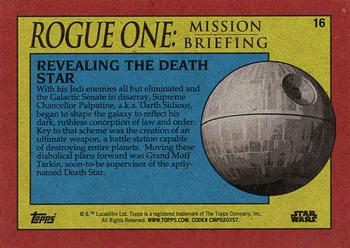 2016 Topps Star Wars Rogue One: Mission Briefing #16 Revealing the Death Star Back