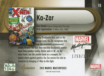 2016 Upper Deck Marvel Masterpieces #15 Ka-Zar Back