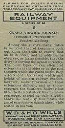 1938 Wills's Railway Equipment #8 Guard Viewing Signals through Periscope Back