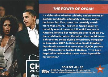 2009 Topps President Obama - Gold Foil Stamp #58 The Power of Oprah Back