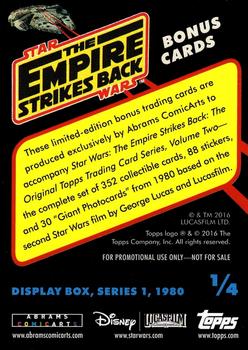 2016 Abrams Topps Empire Strikes Back Book Bonus Cards #1 Box Cover Back