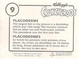 1992 Panini/Kellogg's Cruncheroos Dinosaur Stickers #9 Placoderms Back