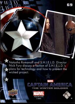 2014 Upper Deck Captain America The Winter Soldier #69 Natasha Romanoff and S.H.I.E.L.D. Director Nick Fu Back