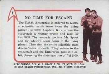 1967 Leaf Star Trek #1 No Time For Escape Back