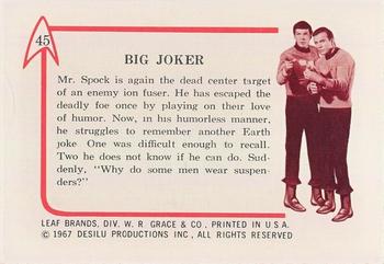 1967 Leaf Star Trek #45 Big Joker Back
