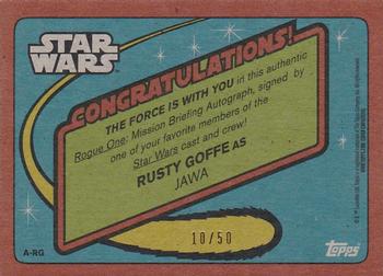 2016 Topps Star Wars Rogue One: Mission Briefing - Autographs Death Star #NNO Rusty Goffe Back