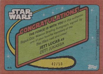 2016 Topps Star Wars Rogue One: Mission Briefing - Autographs Death Star #NNO Jett Lucas Back