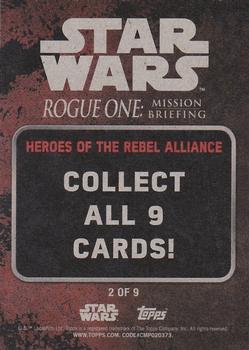 2016 Topps Star Wars Rogue One: Mission Briefing - Heroes of The Rebel Alliance #2 Princess Leia Back