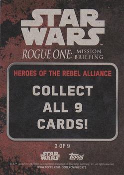2016 Topps Star Wars Rogue One: Mission Briefing - Heroes of The Rebel Alliance #3 Han Solo Back