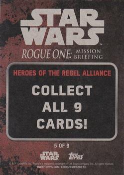 2016 Topps Star Wars Rogue One: Mission Briefing - Heroes of The Rebel Alliance #5 Wedge Antilles Back
