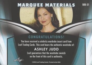 2016 Leaf Pop Century - Marquee Materials Jumbo Relics Blue Spectrum #MM-01 Ashley Judd Back