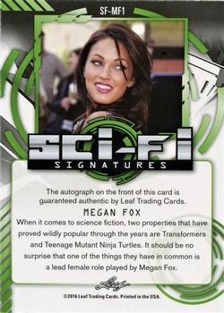 2016 Leaf Pop Century - Sci-Fi Signatures #SF-MF1 Megan Fox Back