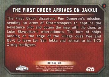 2016 Topps Chrome Star Wars The Force Awakens - Refractor #3 The First Order Arrives on Jakku! Back