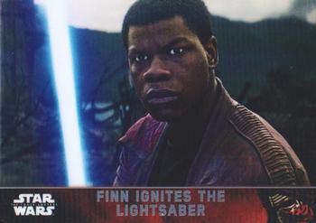 2016 Topps Chrome Star Wars The Force Awakens - Refractor #67 Finn Ignites the Lightsaber Front