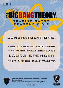 2016 Cryptozoic The Big Bang Theory Seasons 6 & 7 - Autographs #LS1 Laura Spencer Back