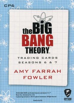 2016 Cryptozoic The Big Bang Theory Seasons 6 & 7 - Circular Portraits Silver Foilboard #CP6 Amy Farrah Fowler Back