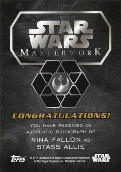 2016 Topps Star Wars Masterwork - Autographs #NNO Nina Fallon Back