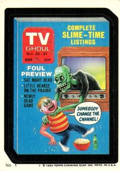 1985 Topps Wacky Packages #1 T.V. Ghoul Front