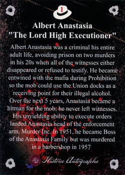 2016 Historic Autographs The Mob #1 Albert Anastasia Back