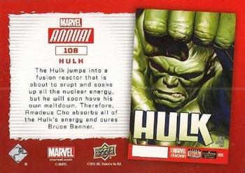 2016 Upper Deck Marvel Annual #108 Hulk Back